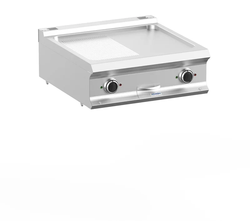 Plancha électrique Dexion Lux 700 - 70/73 - ½ lisse, ½ rainurée - modèle de table - 10 kW