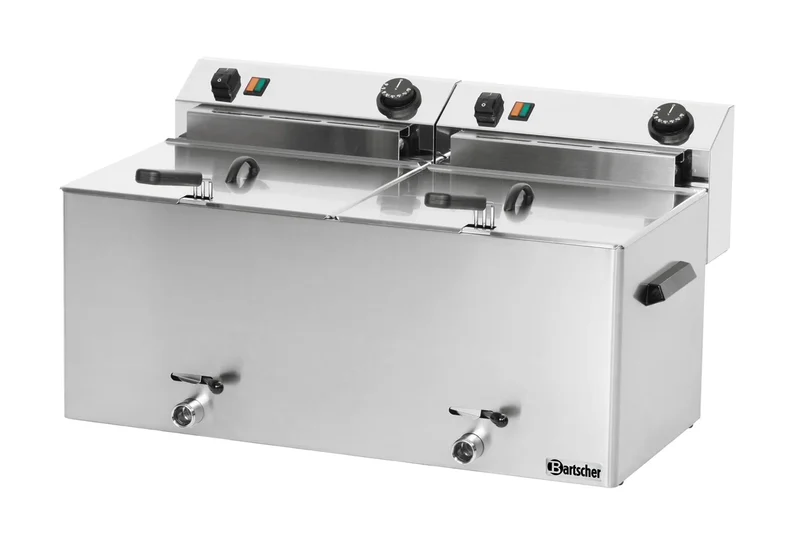 Friteuse électrique Bartscher PROFI 2 cuves de 10 Litres chacune avec robinet de vidange