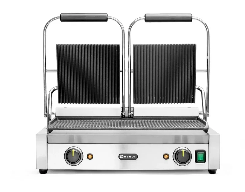 Grill à contact / grill à panini double 2x rainuré