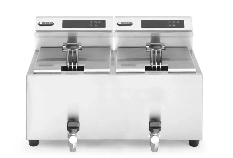 Friteuse numérique MasterCook 2 x 8 L avec robinet de vidange