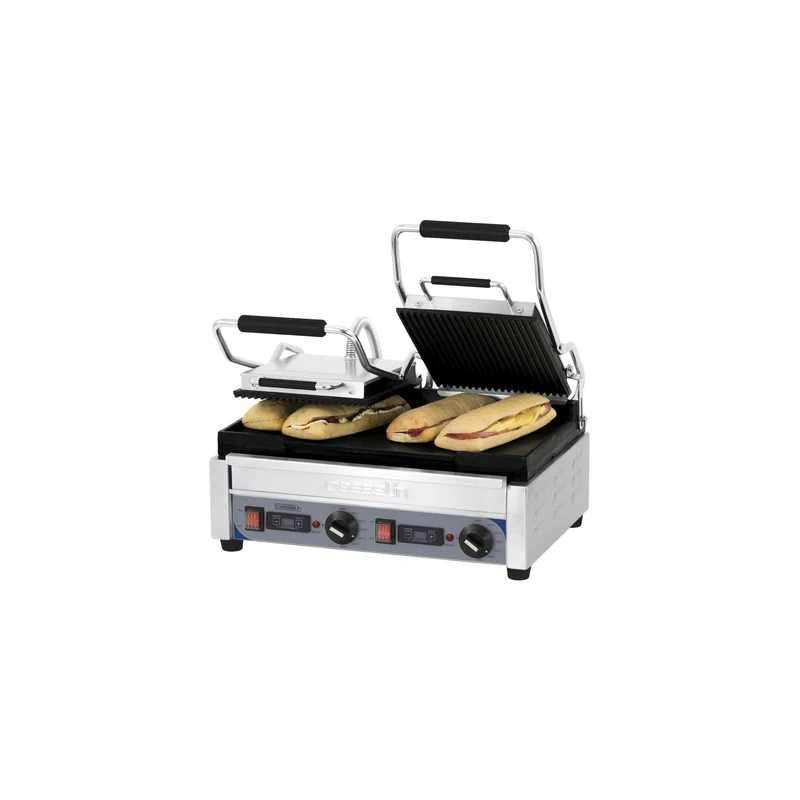 Grill Panini Double Premium Rainurée - Lisse avec minuteur