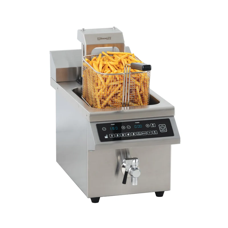 Friteuse induction avec vanne de vidange et relevage automatique 8 litres Casselin
